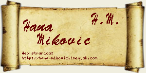 Hana Miković vizit kartica